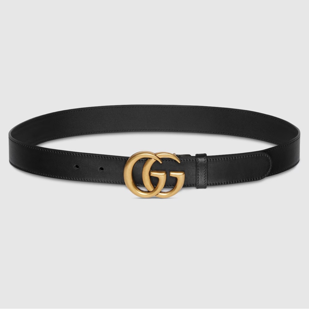 Gucci Black Belt with Gold GG Buckle